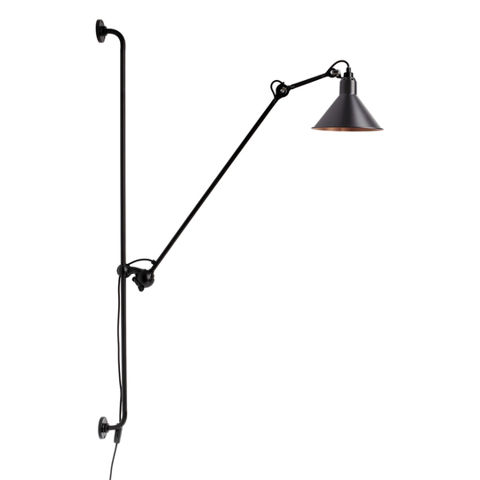 DCWéditions Lampe Gras 214 seinävalaisin, kartio varjostin, musta - kupari s