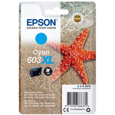 Epson Epson 603XL Mustepatruuna cyan 350 sivua (T03A2)