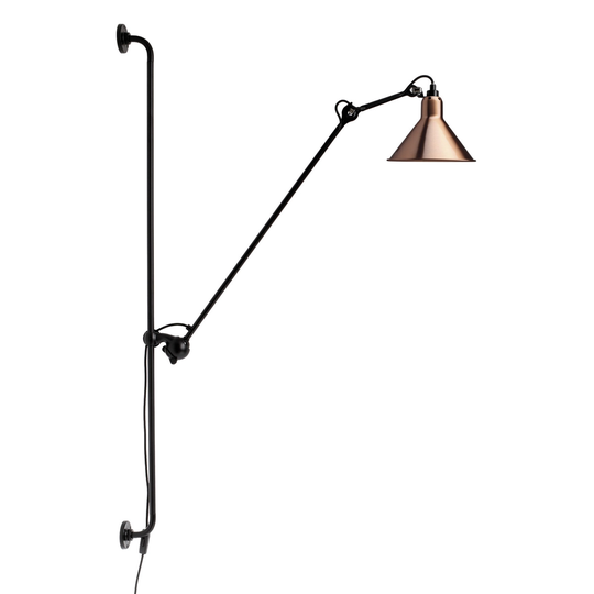 DCWéditions Lampe Gras 214 seinävalaisin, kartio varjostin, musta - kupari