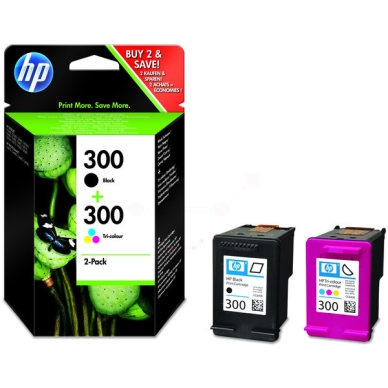 HP HP 300 musta/kolmivärinen, alkuperäinen, kaksoispakkaus