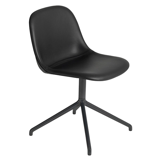 Muuto Fiber tuoli, pyörivä, musta nahka