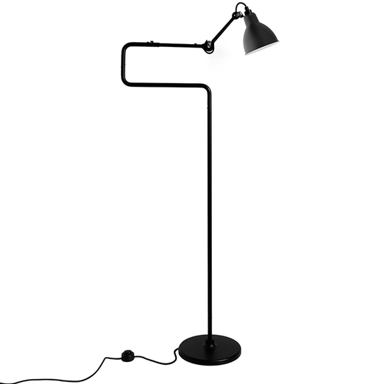 DCWéditions Lampe Gras 411 lattiavalaisin, pyöreä varjostin, musta