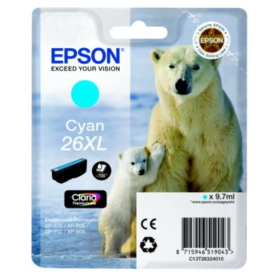 Epson Epson 26XL Mustepatruuna syaani, 700 sivua