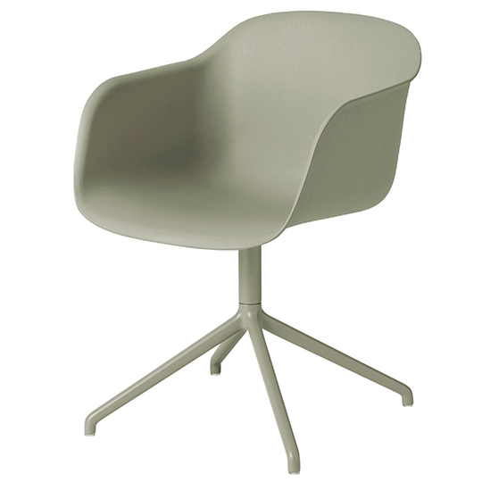 Muuto Fiber tuoli käsinojilla, pyörivä, dusty green