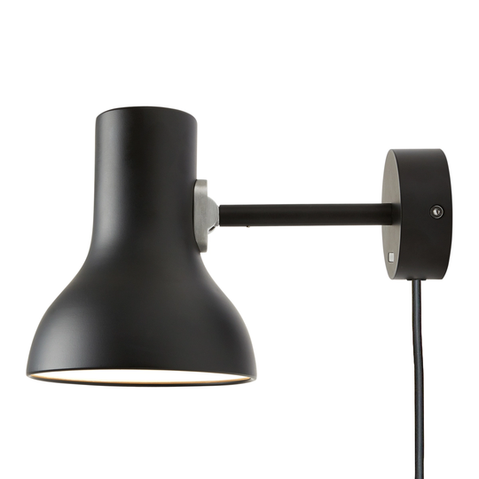 Anglepoise Type 75 Mini seinävalaisin johdolla, jet black