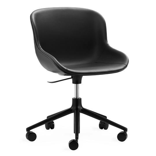 Normann Copenhagen Hyg työtuoli 5 pyörällä, musta - musta nahka Ultra