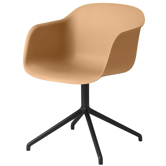 Muuto Fiber tuoli käsinojilla, pyörivä, okra - musta