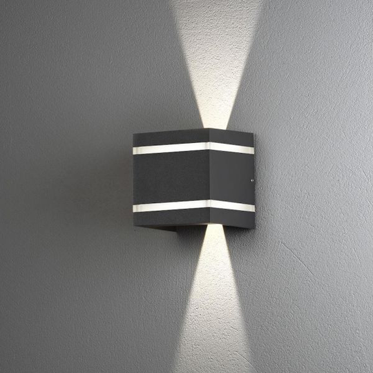 Konstsmide Cremona Seinävalaisin LED, tummanharmaa 2x3 W