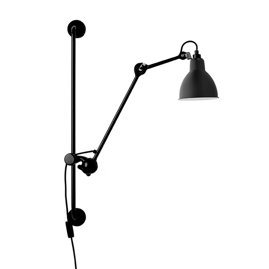 DCWéditions Lampe Gras 210 seinävalaisin, pyöreä varjostin, musta